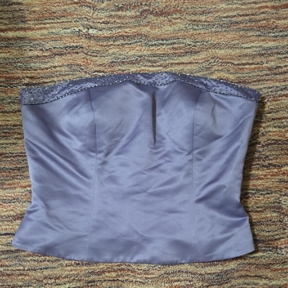 Landau Lavender Satin Bustier Top Size 12 NWT